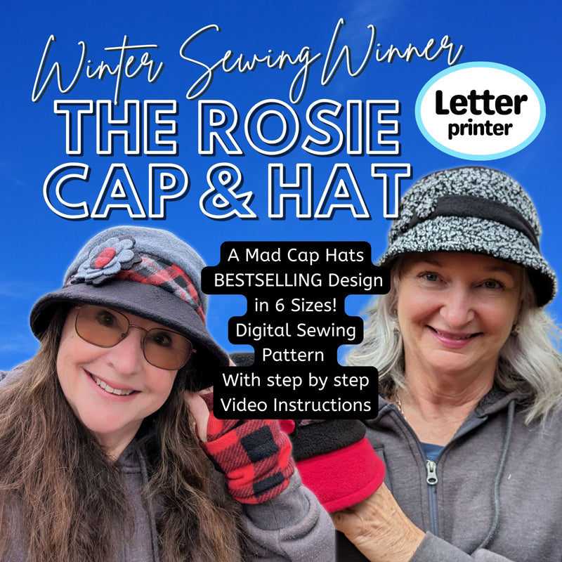 Rosie Cap and Hat, Digital Sewing Pattern in six head sizes, PDF format