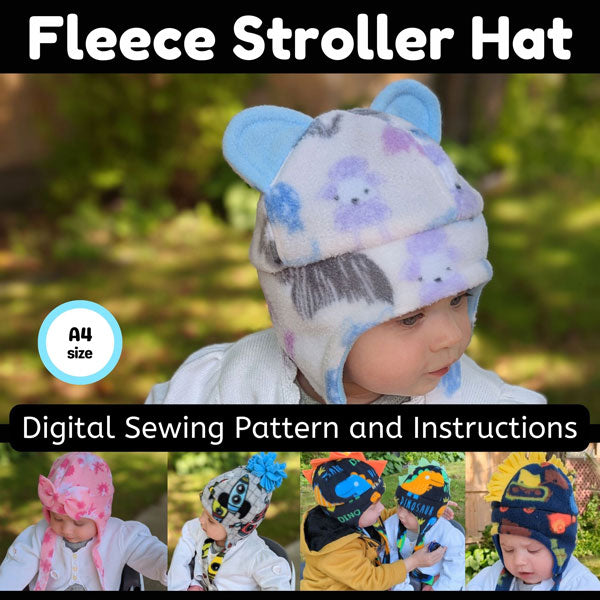 Adorable Kid's Fleece Stroller Hat, Digital Sewing Pattern, A4