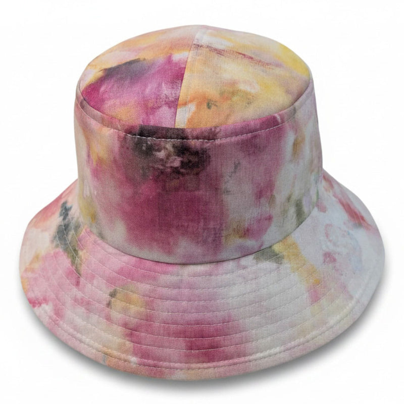 Sun Hat Perfect Bucket Hat, abstract pastel floral print, deep bucket brim