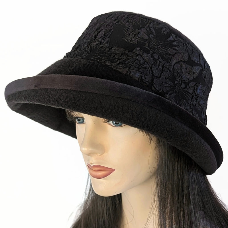 Premium Winter Fashion Hat, tone on tone gorgeous, four colors, with tuck up earflap cuff, wide brim
