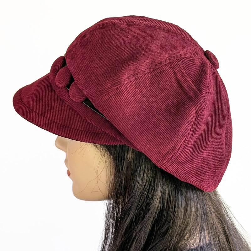 Boho Fashion Cap in rich burgundy with black trim, relaxed fit