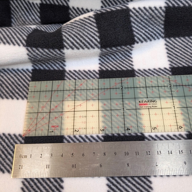 Polar Fleece in Cream and Black Buffalo Check, non-pill on one side