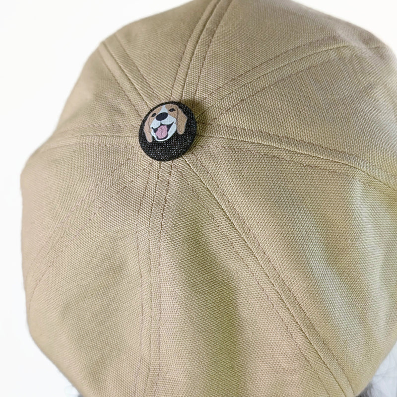 Poorboy Fashion Cap in khaki canvas, lots of doggies, flattering visor, baggy fit