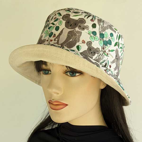 Summer Bucket Hat, koala theme, fully lined