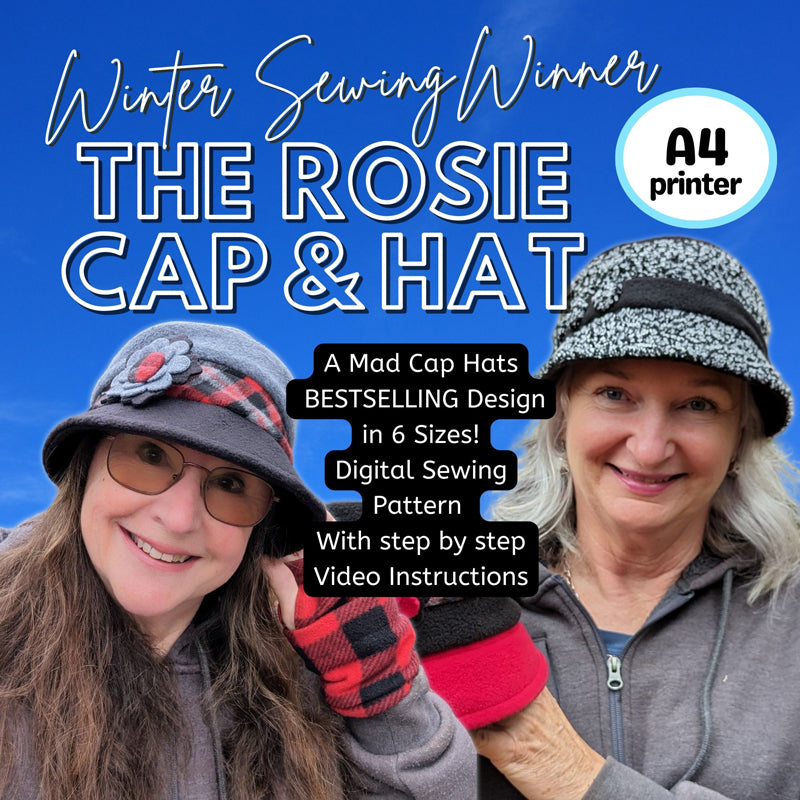 Rosie Cap and Hat, Digital Sewing Pattern in six head sizes, PDF format