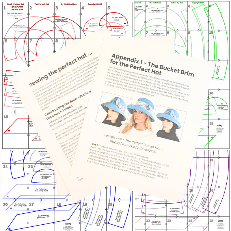 The Perfect Hat, Digital Sewing Pattern, Deluxe Version in 12 head sizes, PDF format