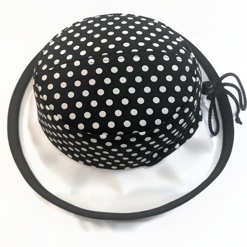 Sunblocker UV Summer Sun Hat, black and white polka dots, adjustable fit