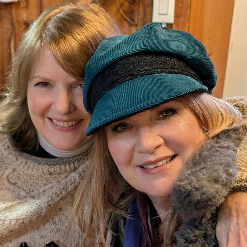 Newsboy Poorboy Fashion Cap, baggy fit, with black lace trim, assorted colors