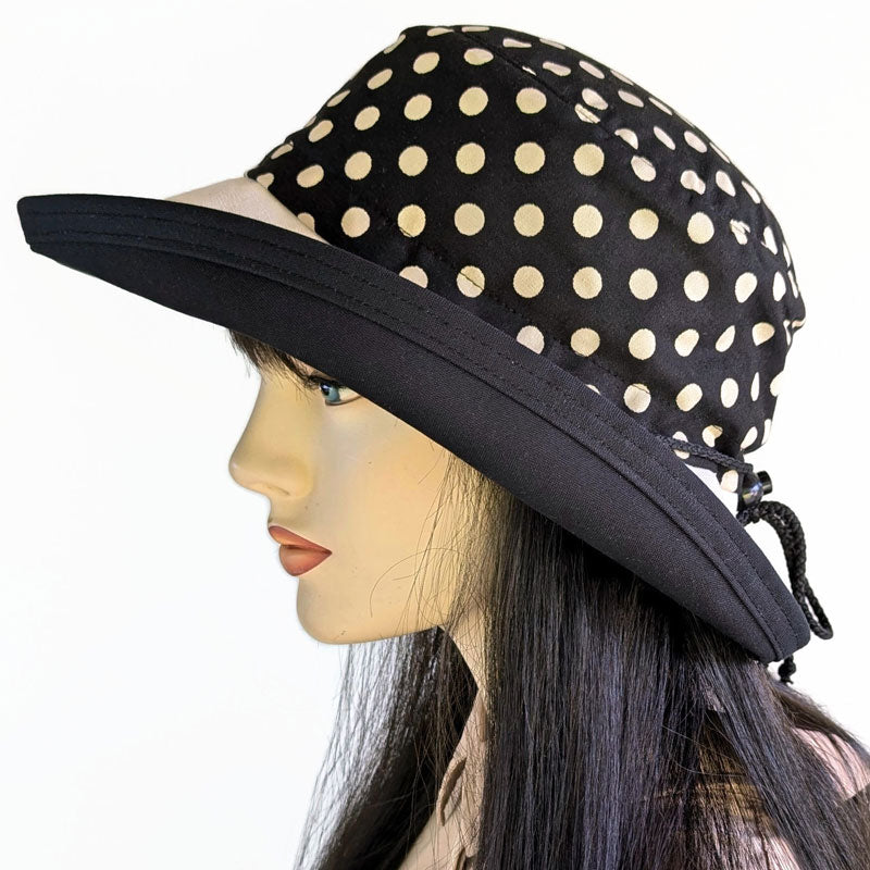 102-b Sunblocker with beige tan polka dots on black