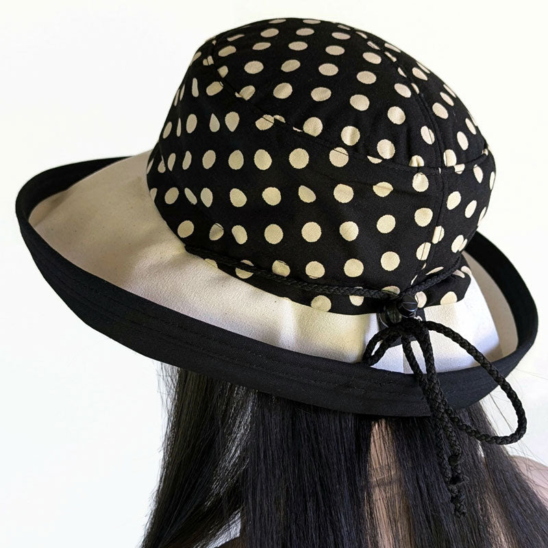 102-b Sunblocker with beige tan polka dots on black