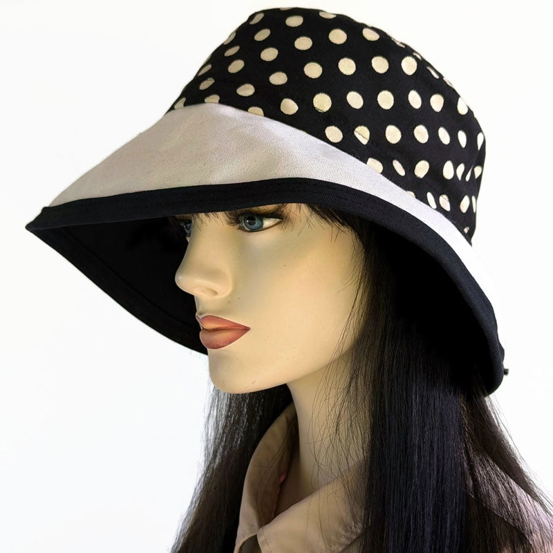 102-b Sunblocker with beige tan polka dots on black