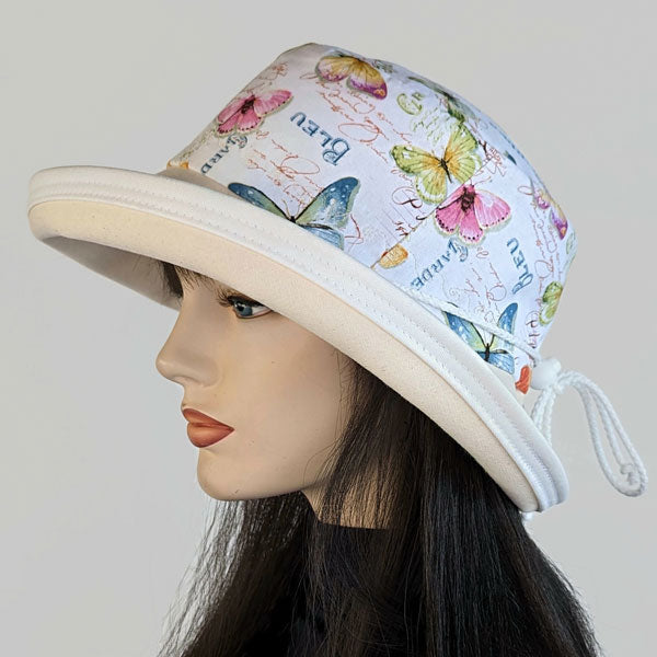 113 Sunblocker UV summer hat sun hat with large wide brim featuring french inspired butterflies