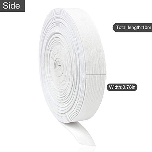 KELYDI 2cm Wide Flat Elastic Bands for Sewing Waistbands Handmade DIY Craft Clothing Shoes and Hats Accessories (White, 10 M)
