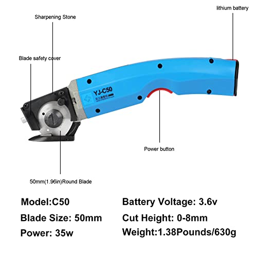 RESHY Portable Electric Cordless Rotary Fabric Cutter with 50mm Rotary ...