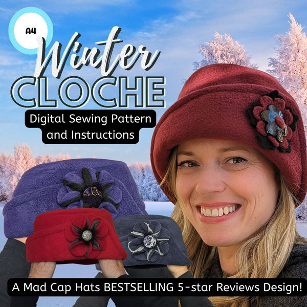 Winter Cloche sewing pattern and instructions, digital format