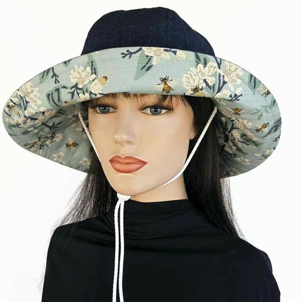 Reversible Wide Brim Bucket Sun Hat, holiday hat, with adjustable fit, chinstrap