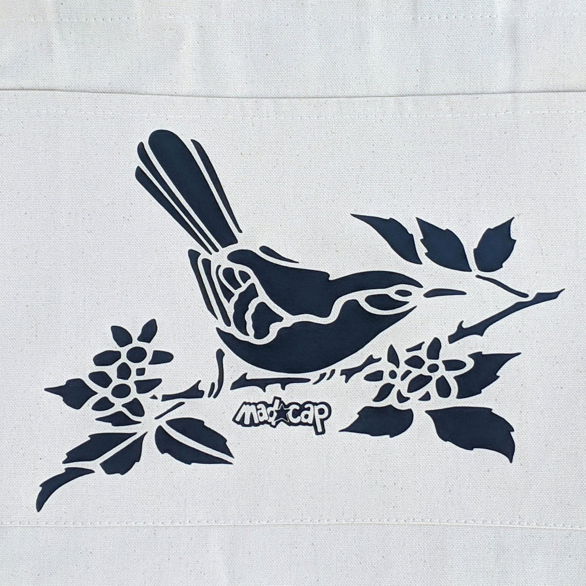 Bird on branch Cotton Canvas Tote Bag
