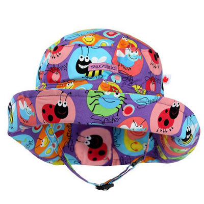 Kids Adjustable Sun Hat, in size 2 to 8 years, bug buddies print