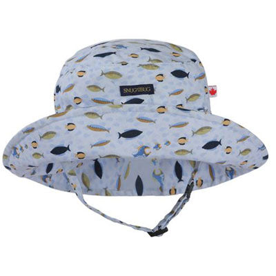 Kids Adjustable Sun Hat, in size 2 to 8 years, fish