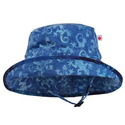 Kids Adjustable Sun Hat, in size 2 to 8 years, gekko print