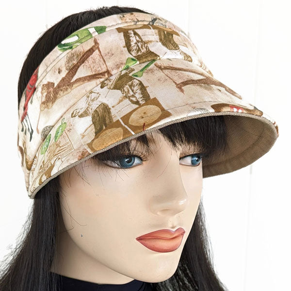 Sun Visor Headband with wide visor, comfortable fit, Golfing theme in neutrals
