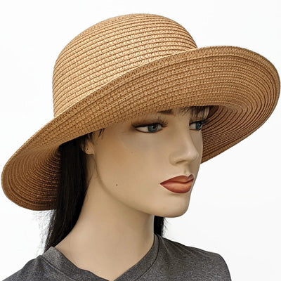 212 Straw Travel Beach Hat with bead macrame trim, adjustable fit, two colours