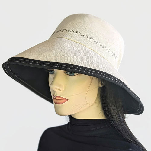 100 Extra large brim Sunblocker in cotton linen with adjustable fit