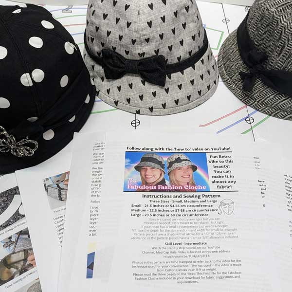 Fabulous Fashion Cloche sewing pattern and instructions, digital format