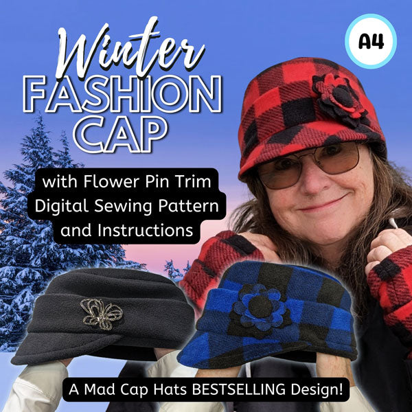 Winter Fashion Cap sewing pattern and instructions, digital format