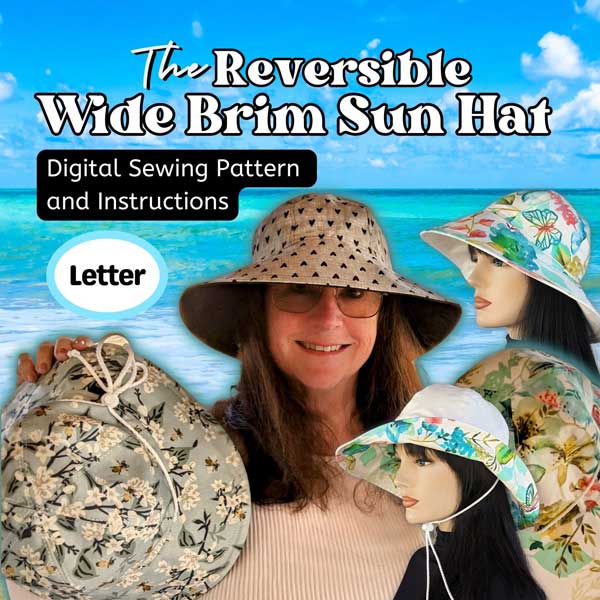 Reversible Wide Brim Sun Hat, sewing pattern and instructions, digital format