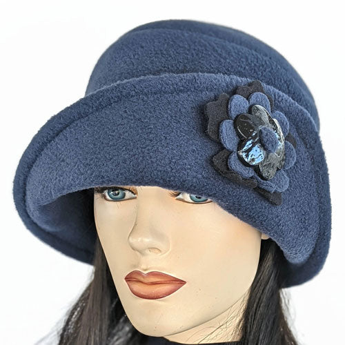 Fleece Cloche with floral pin, assorted colors