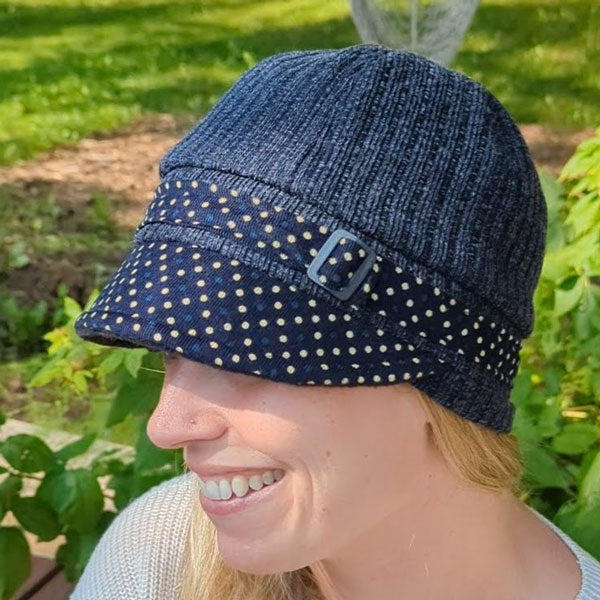 Fabulous scrap happy fashion cap, perfect for fall-winter, full pattern, in digital format , in 3 head sizes