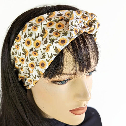 Fashion headband with knot trim, Rosie Riveter inspired, wide band, assorted prints
