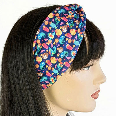 Premium, wide turban style comfy wide jersey knit headband, tropical holiday