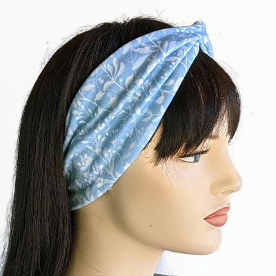 Premium, wide turban style comfy wide jersey knit headband, wedgewood blue