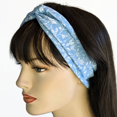 Premium, wide turban style comfy wide jersey knit headband, wedgewood blue