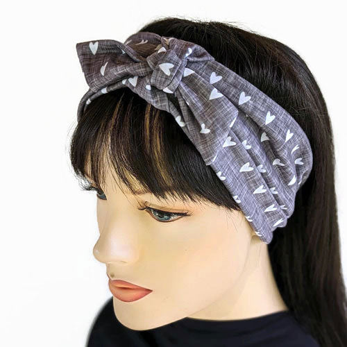 Fashion headband with knot trim, Rosie Riveter inspired, wide band, assorted prints